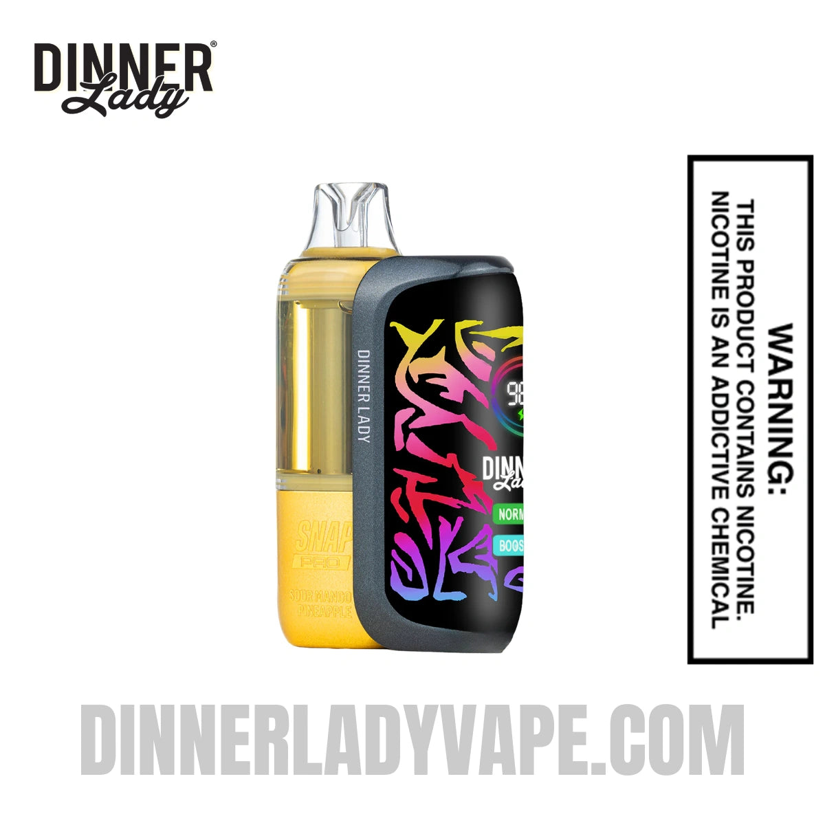 mango ice disposable vape pen by dinner lady 1.5ml Sour Mango Pineapple Dinner Lady Snap Pro 35K Disposable Vape Kit