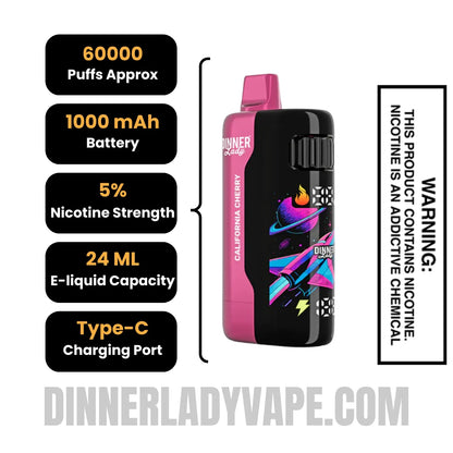 California Cherry Dinner Lady Galax 60K Disposable Vape Specifications
