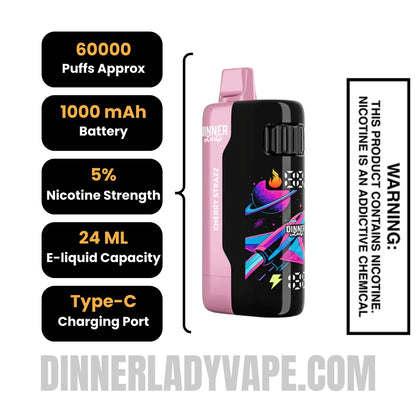 Cherry Strazz Dinner Lady Galax 60K Disposable Vape Specifications