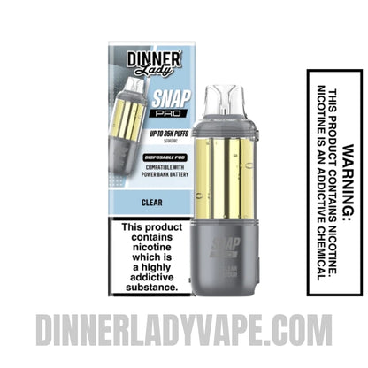 Clear Dinner Lady Snap Pro 35K Disposable Vape Pod With Package Box