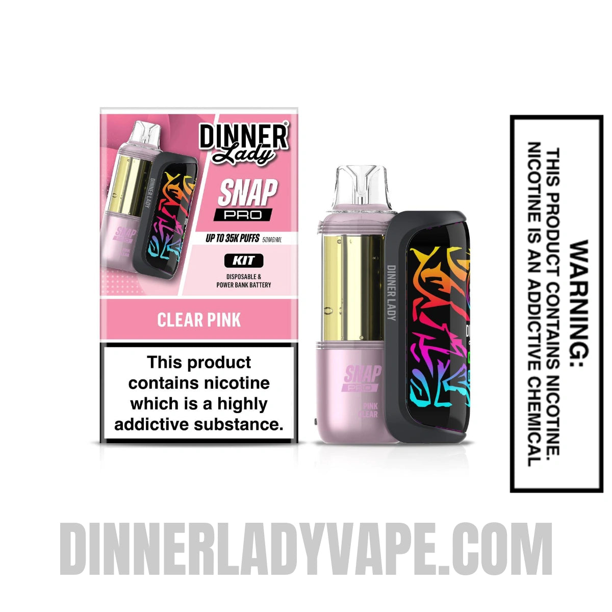 Clear Pink Dinner Lady Snap Pro 35K Disposable Vape Kit Clear Pink Dinner Lady Snap Pro 35K Disposable Vape Kit