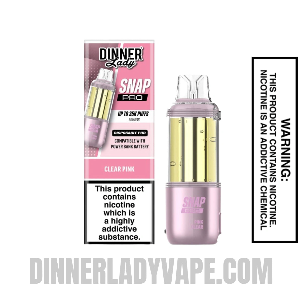 Clear Pink Dinner Lady Snap Pro 35K Disposable Vape Pod