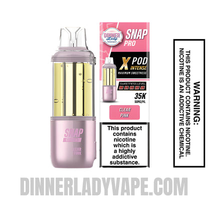 Clear Pink Dinner Lady Snap Pro Intense 35K Pre-filled Replacement Pod with package box