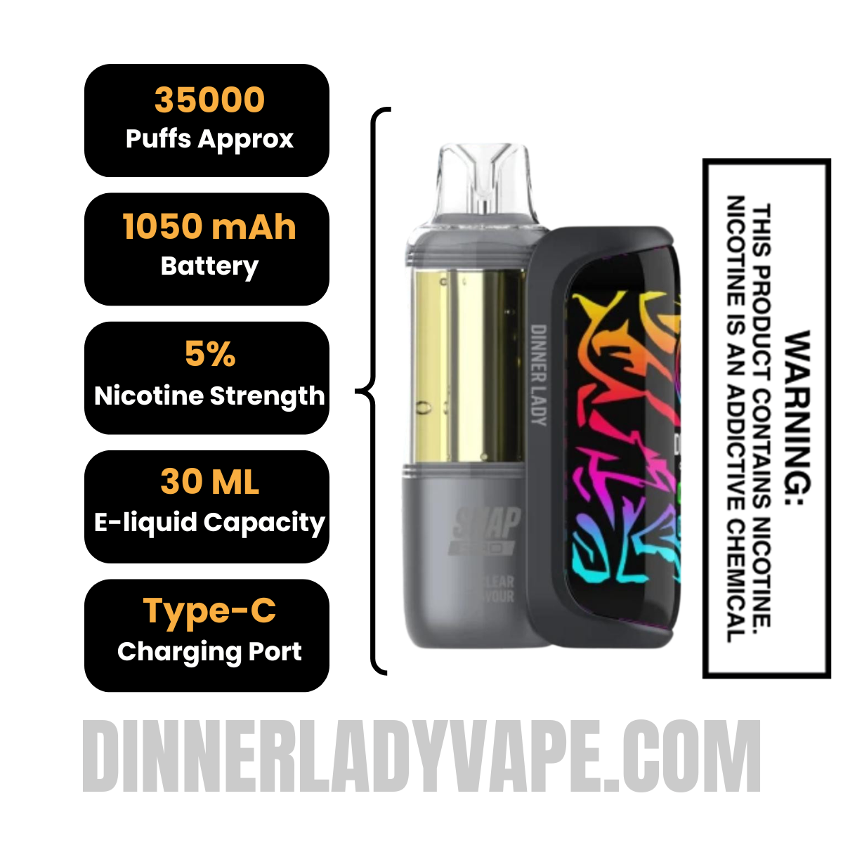 Clear Dinner Lady Snap Pro 35K Disposable Vape Kit Clear Dinner Lady Snap Pro 35K Disposable Vape Kit