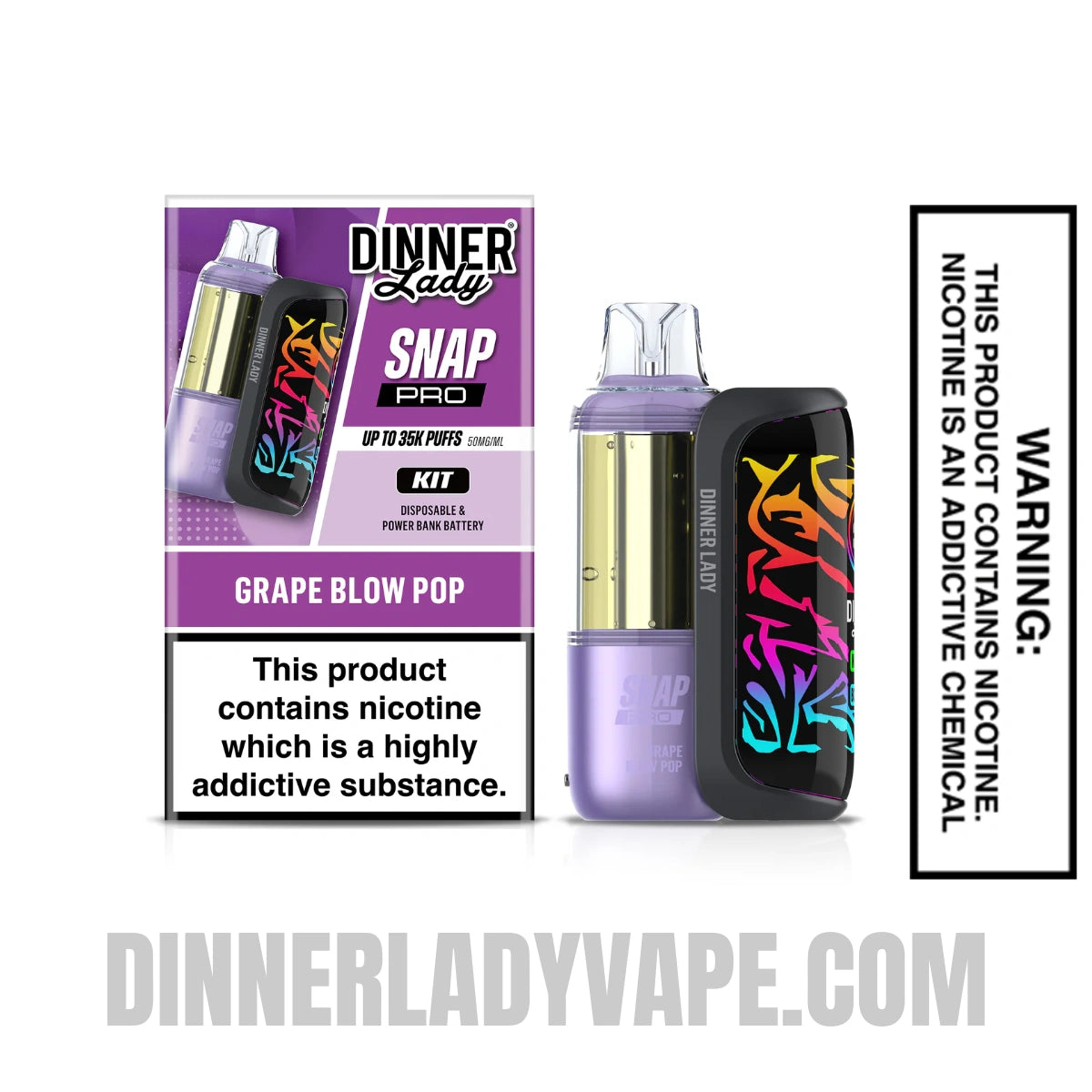 Grape Blow Pop Dinner Lady Snap Pro 35K Disposable Vape Kit