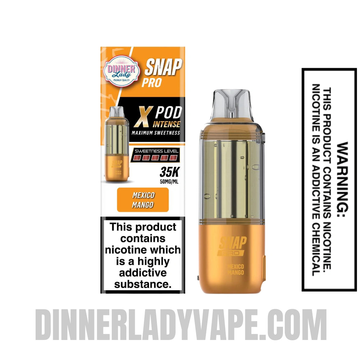 Mexico Mango Dinner Lady Snap Pro Intense 35K Pre-filled Replacement Pod With Package Box