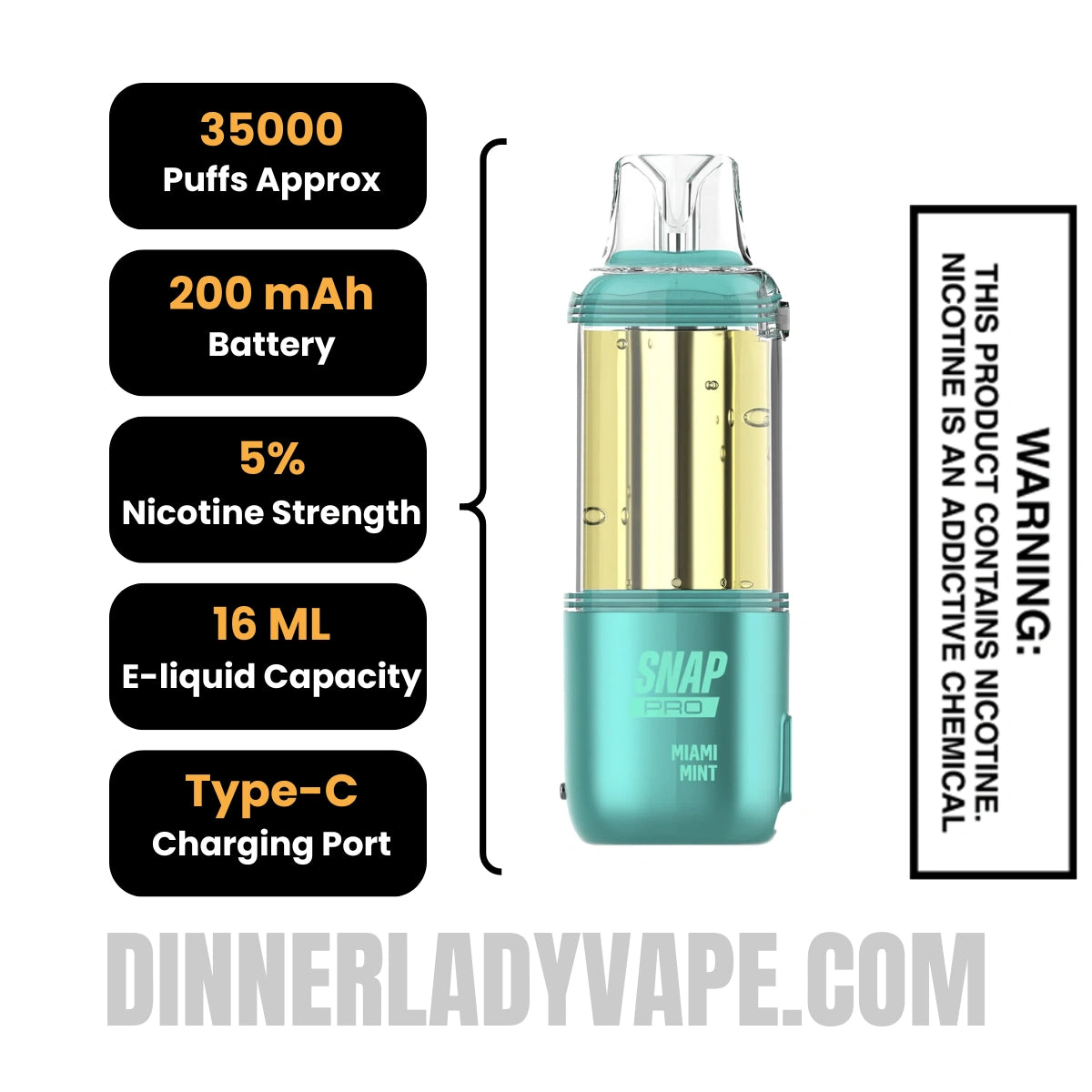 Miami Mint Dinner Lady Snap Pro 35K Disposable Vape Pod Miami Mint Dinner Lady Snap Pro 35K Disposable Vape Pod