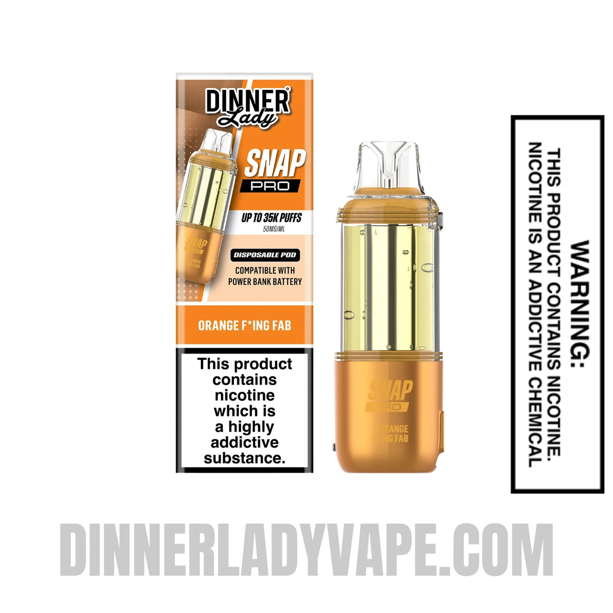 Orange F*king Fab Dinner Lady Snap Pro 35K Disposable Vape Pod Orange F*king Fab Dinner Lady Snap Pro 35K Disposable Vape Pod