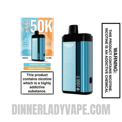 Peach Blue Slush x Orange Creamsicle Dinner Lady 50K Disposable Vape  with Package Box