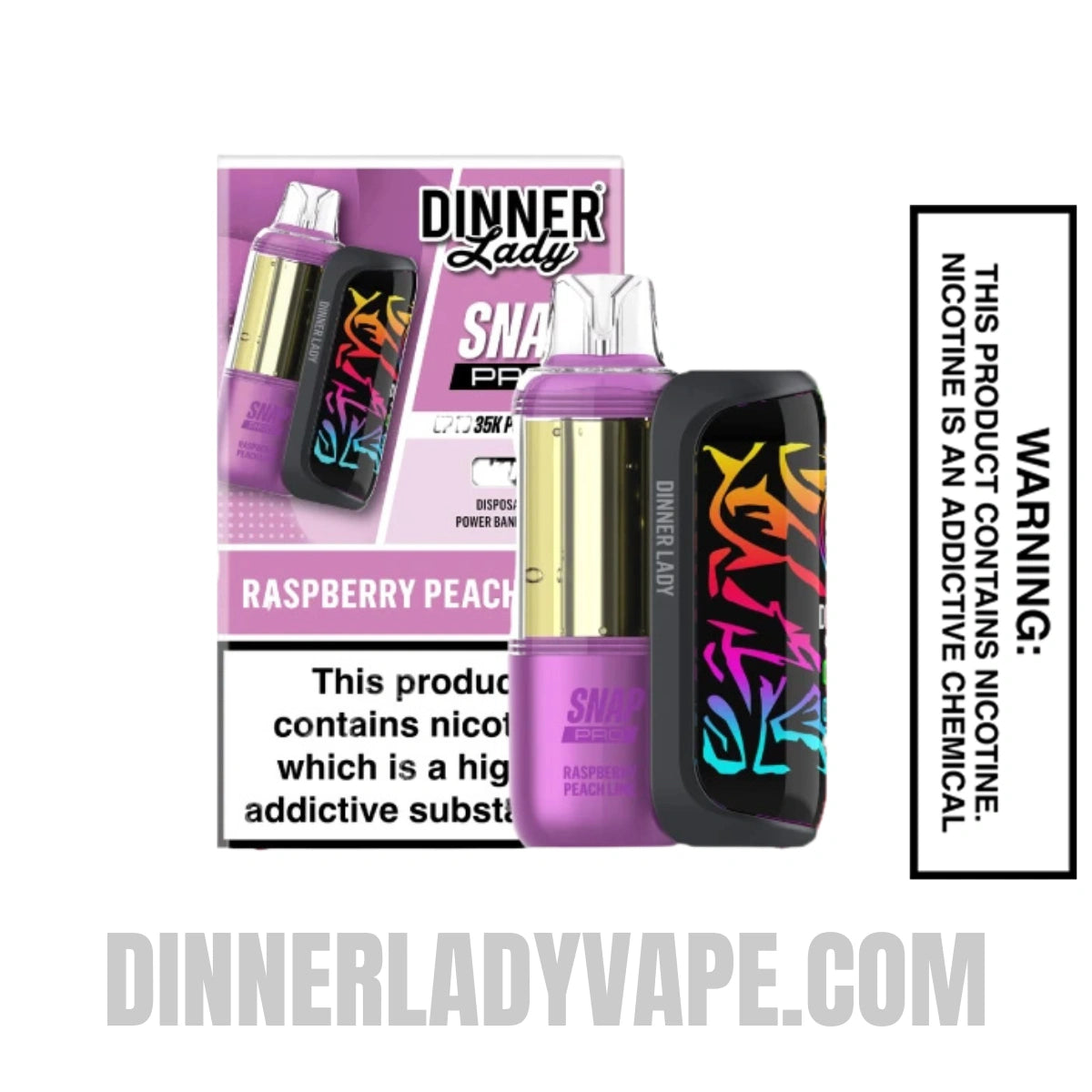 Raspberry Peach Lime Dinner Lady Snap Pro 35K Disposable Vape Kit Raspberry Peach Lime Dinner Lady Snap Pro 35K Disposable Vape Kit
