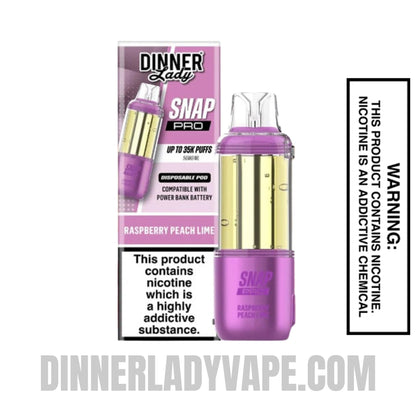 Raspberry Peach Lime Dinner Lady Snap Pro 35K Disposable Vape Pod With Package Box 