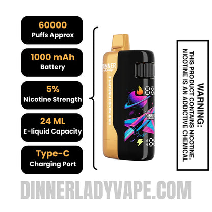 Sour Mango Pineapple Dinner Lady Galax 60K Disposable Vape Specifications