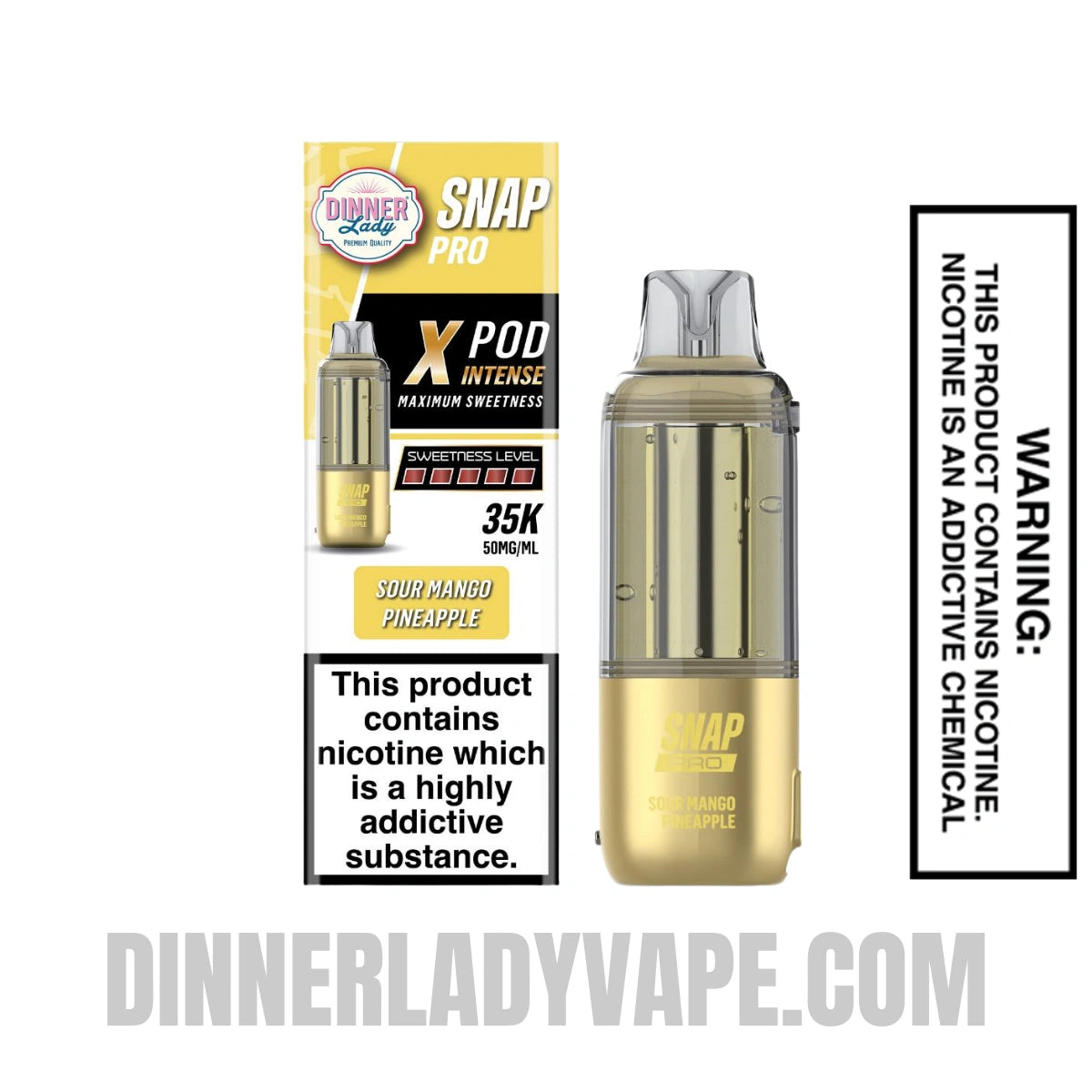 Sour Mango Pineapple Dinner Lady Snap Pro Intense 35K Pre-filled Replacement Pod With Package Box