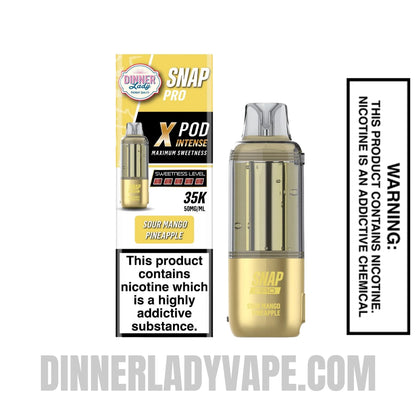 Sour Mango Pineapple Dinner Lady Snap Pro Intense 35K Pre-filled Replacement Pod With Package Box