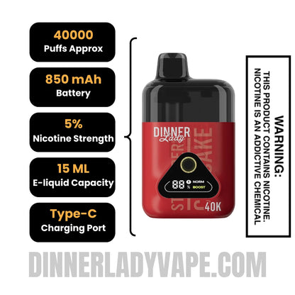 Strawberry Cupcake Dinner Lady Desserts 40K Disposable Vape Specifications