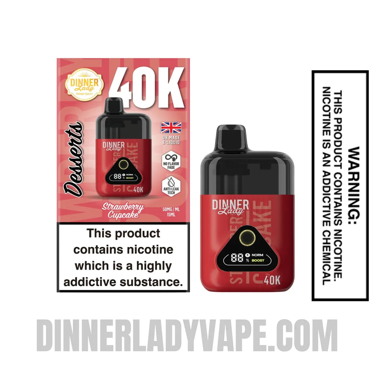 Strawberry Cupcake Dinner Lady Desserts 40K Disposable Vape With Package box