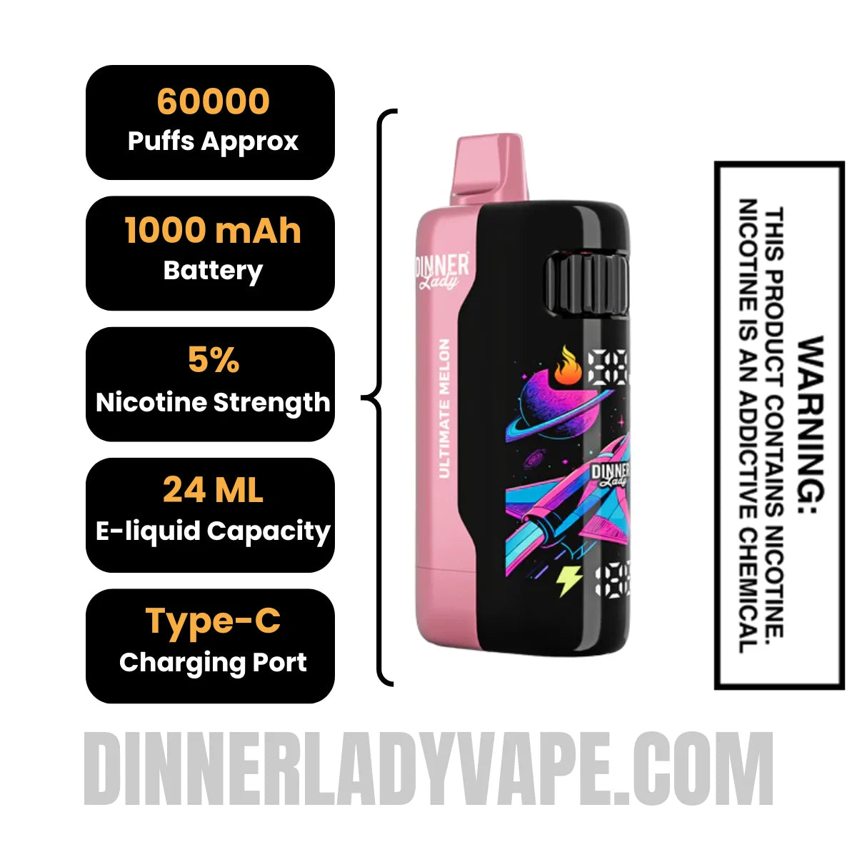 Ultimate Melon Dinner Lady Galax 60K Disposable Vape