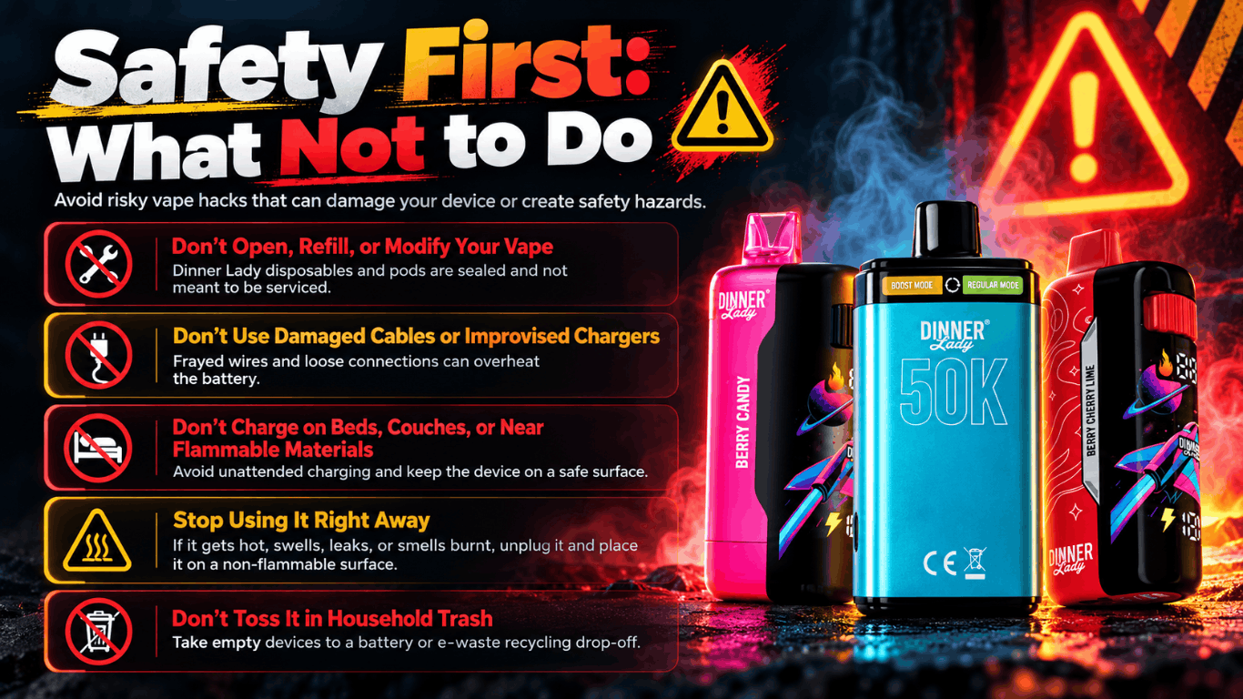 Dinner Lady Vape Safety First: What Not to Do